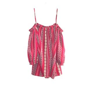 Aztec Magenta Cold Shoulder Top!